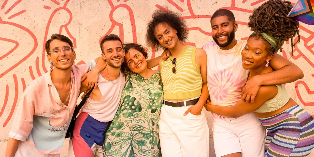 Group Of Friends Smiling During Pride Event