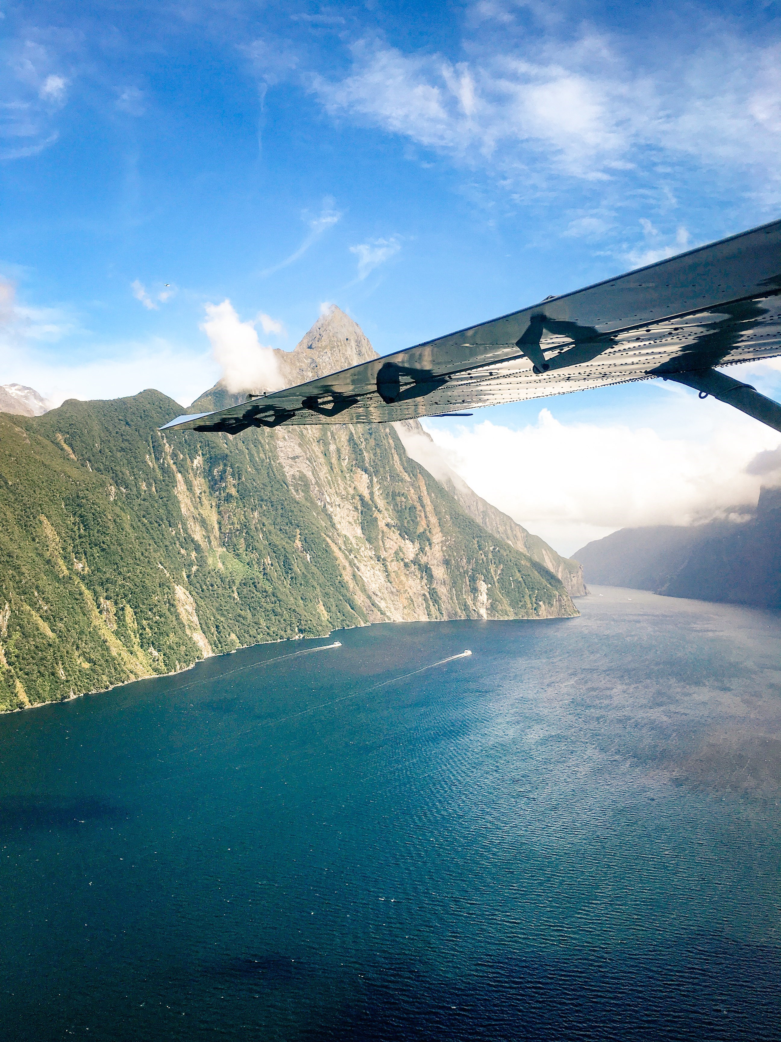 View of Milford Sound from a plane, Milford Sound, New Zealand