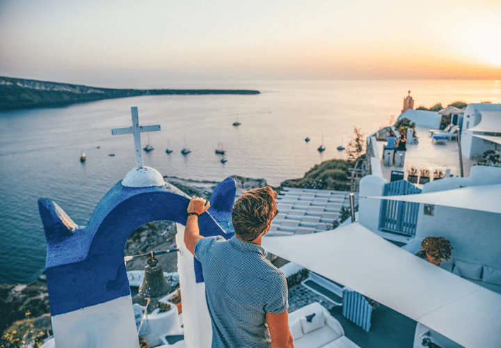 A traveller on a Greek island