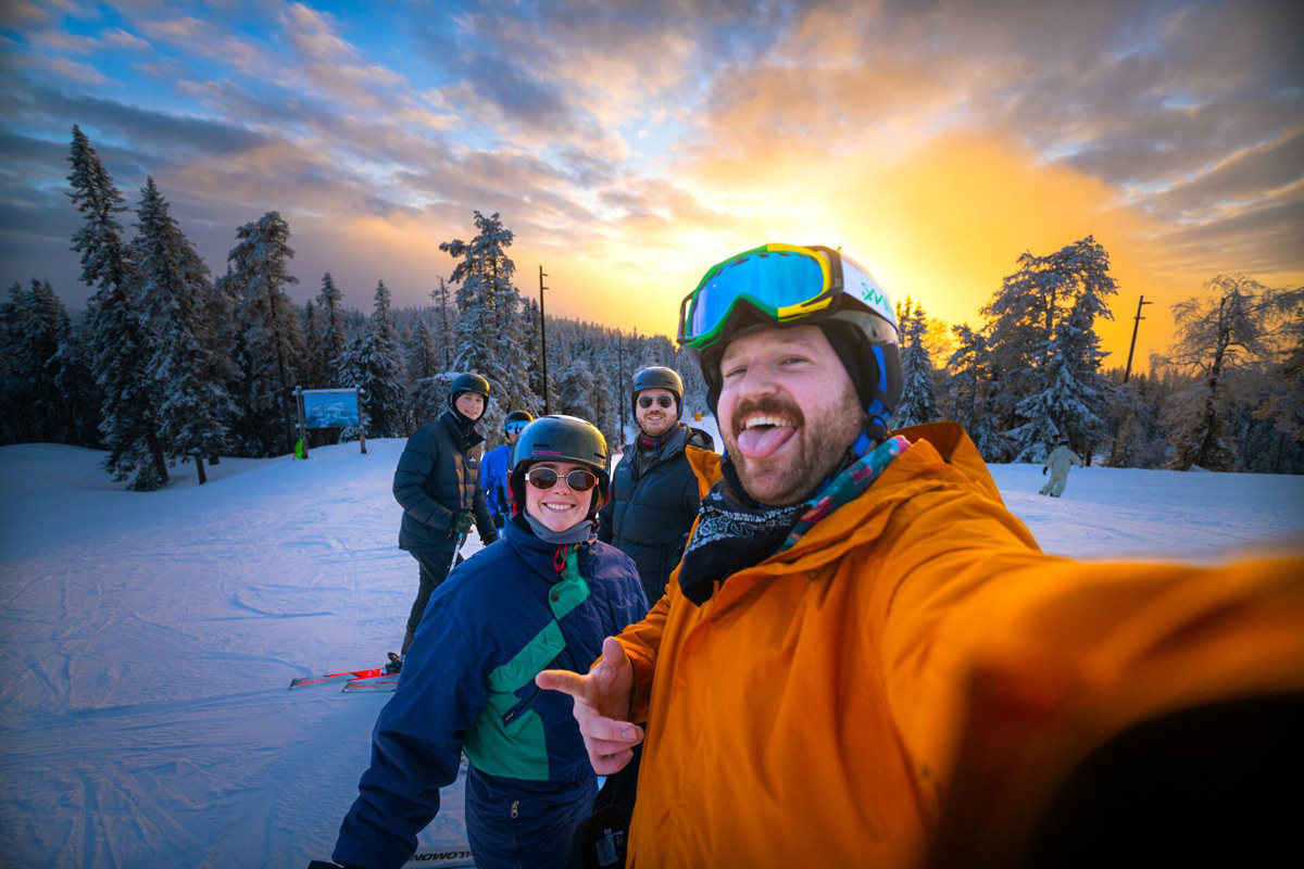 Skiiers Take Selfie