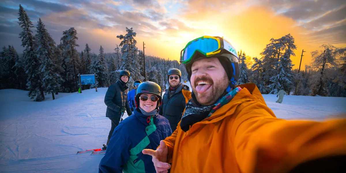 Skiiers Take Selfie