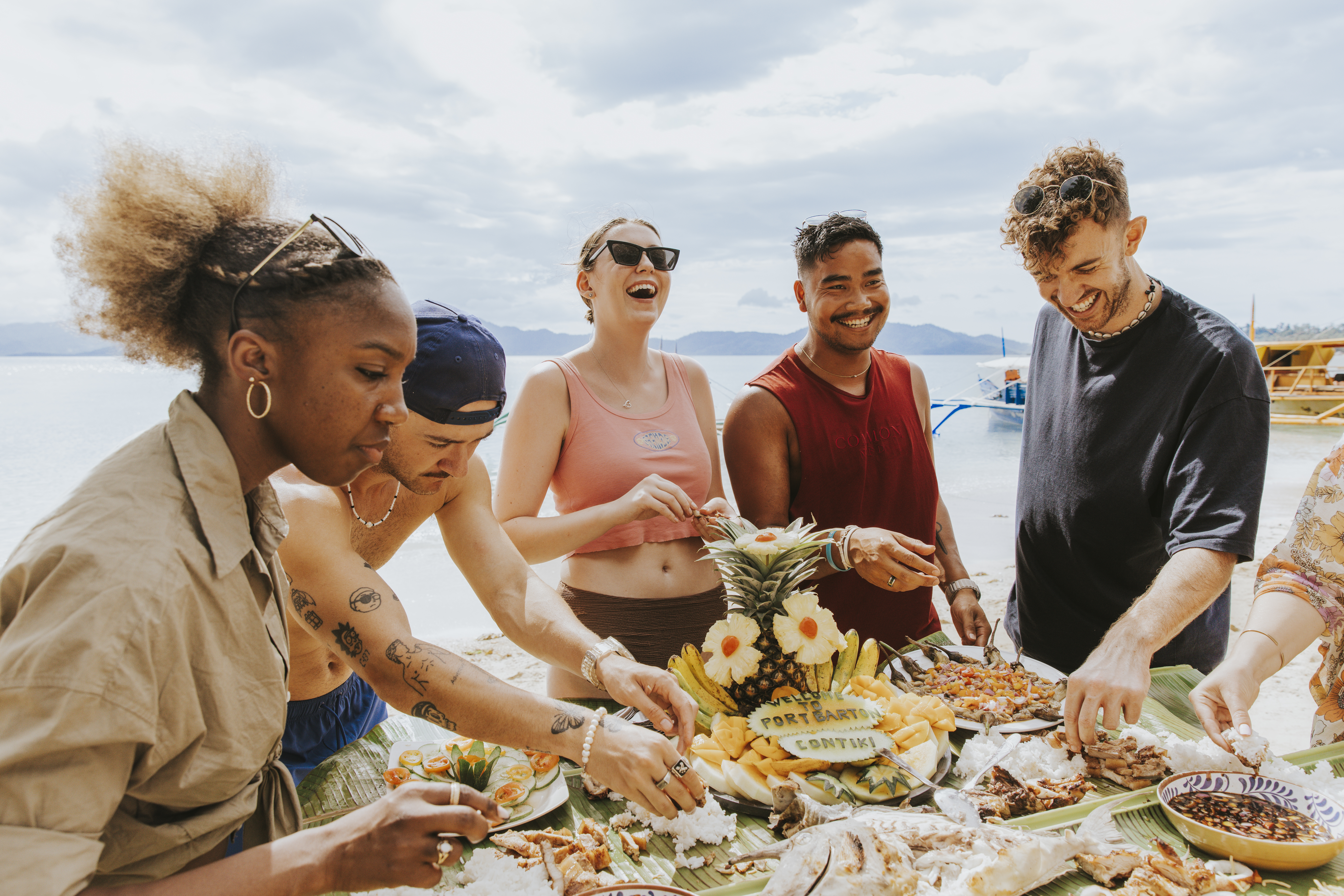 Travellers Waeting Dinner In Philippines On Beach