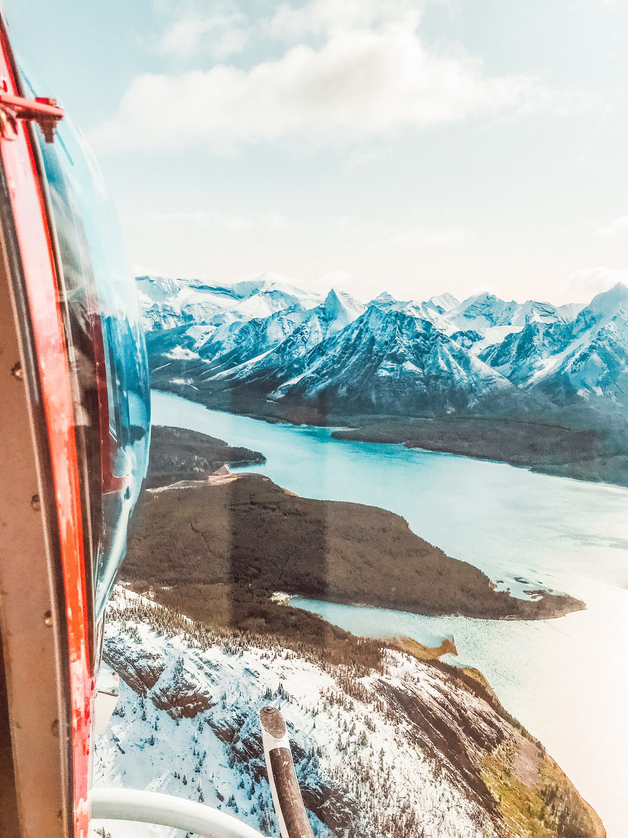 Helicopter flight over Royal Canadian in Banff, Canada