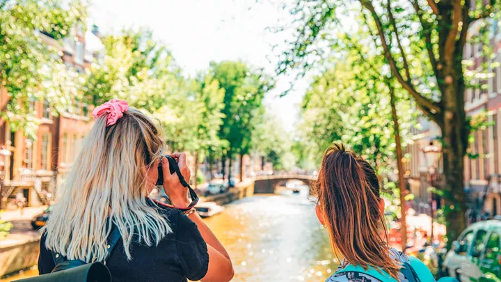 A Dutch Canal In Amsterdam, Netherlands