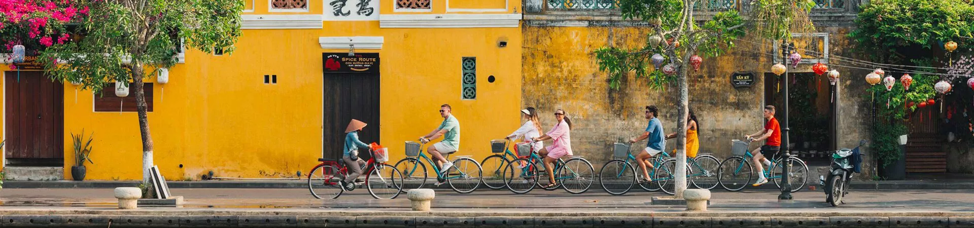 Group Of Young People Riding Bikes Vietnam Road