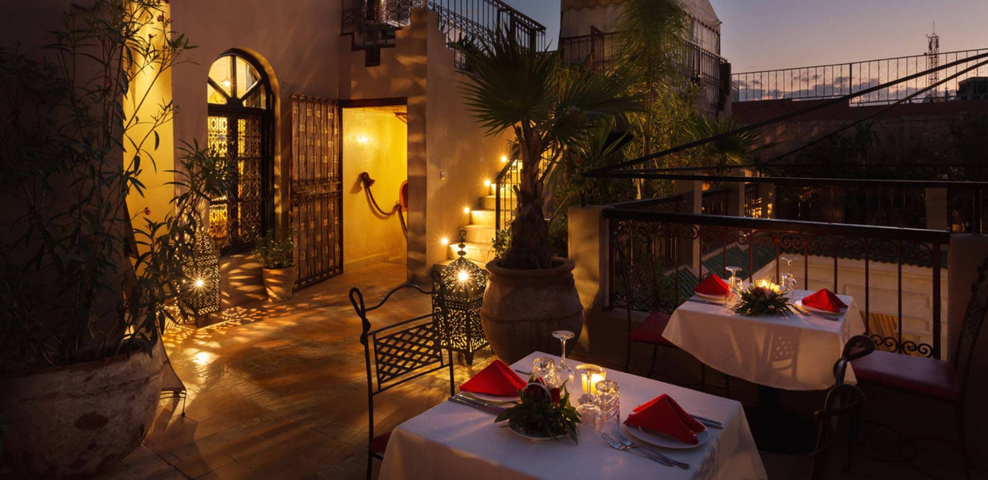 Accommodation Riad Africa dining on a rooftop