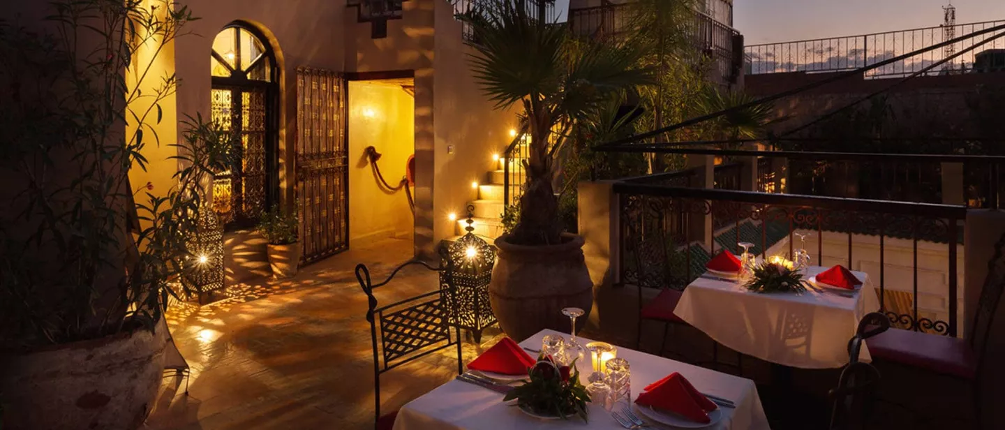 Accommodation Riad Africa dining on a rooftop