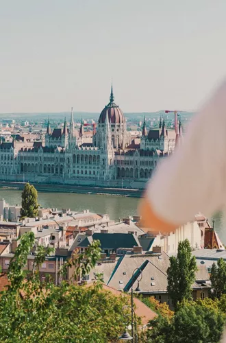 Panoramic view of the Hungarian Parliament Building in Budapest - Contiki London to Budapest by Train Tour