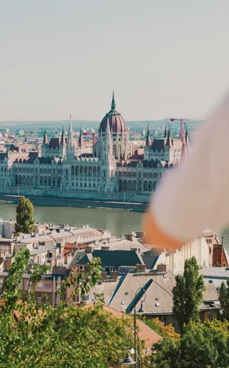 Panoramic view of the Hungarian Parliament Building in Budapest - Contiki London to Budapest by Train Tour