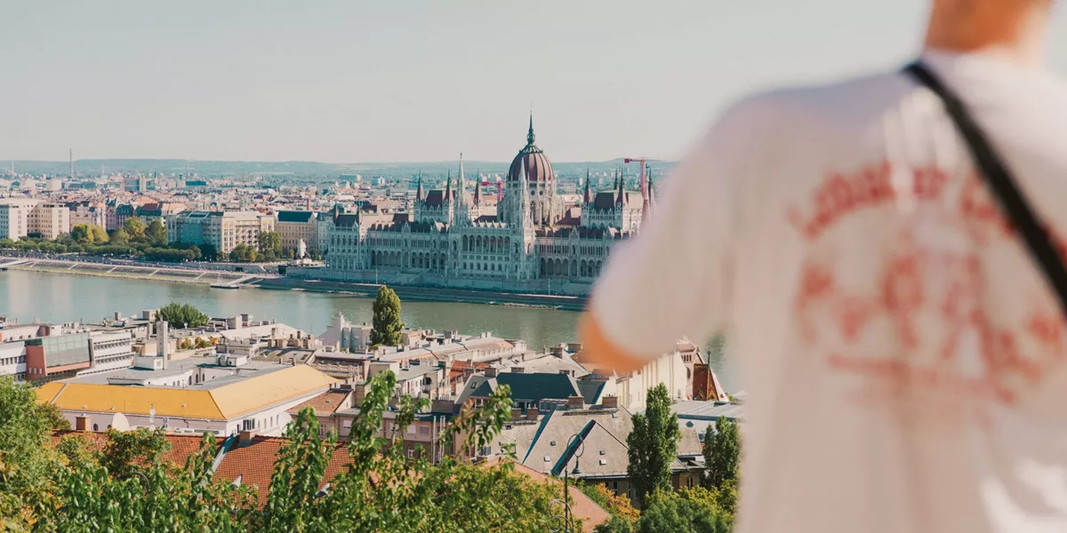Panoramic view of the Hungarian Parliament Building in Budapest - Contiki London to Budapest by Train Tour