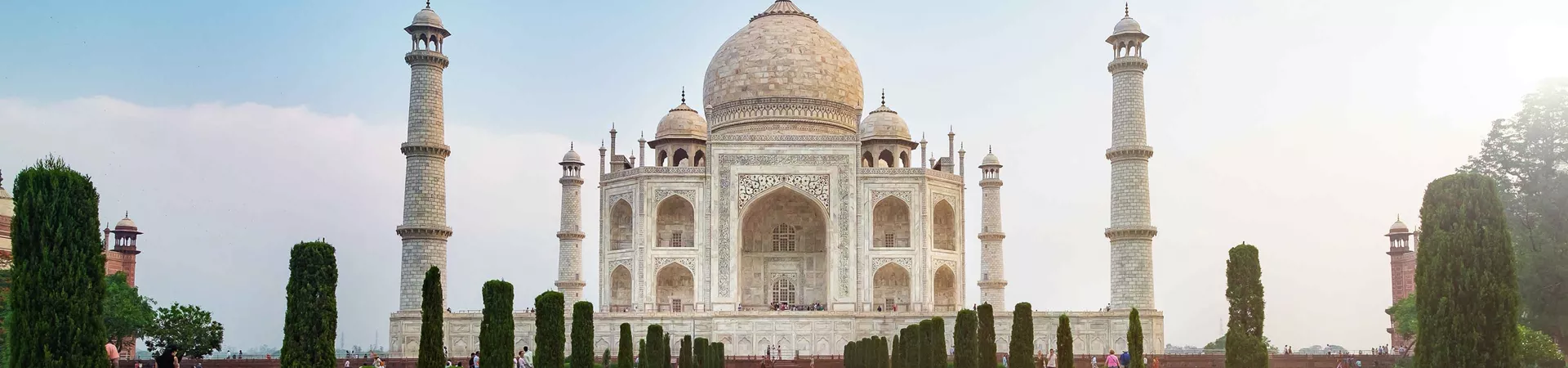 Taj Mahal Front View Reflected On The Reflection Pool