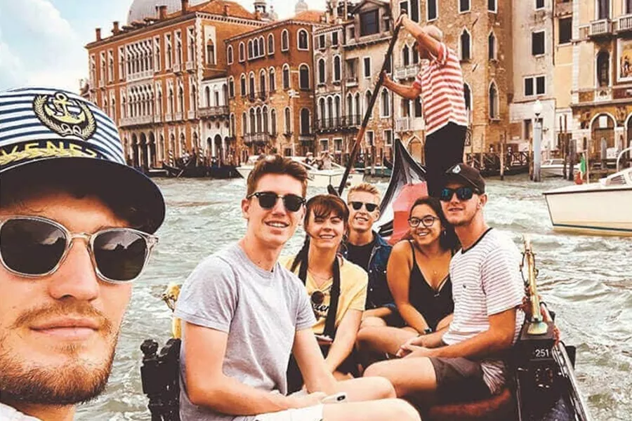 Tourists on the boat taking a selfie