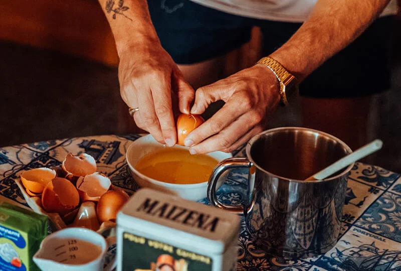 A man preparing ingredients for cooking