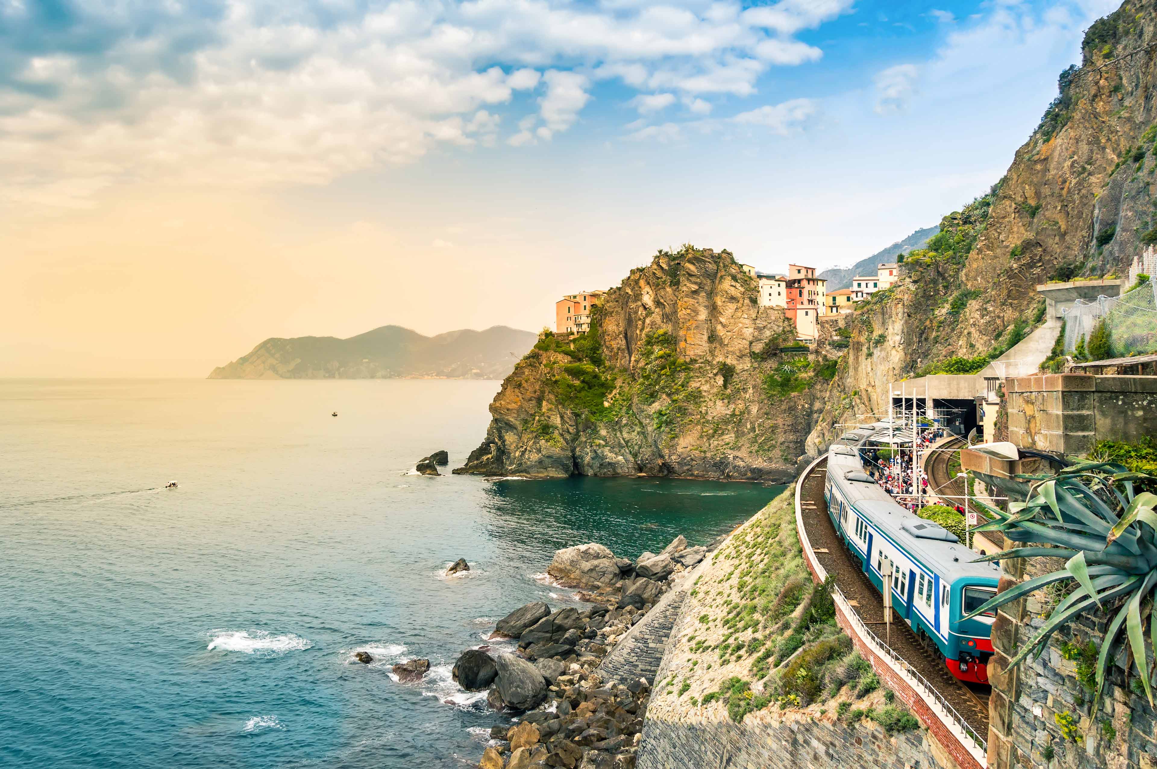Train In Manarola Cinque Terre Italy 