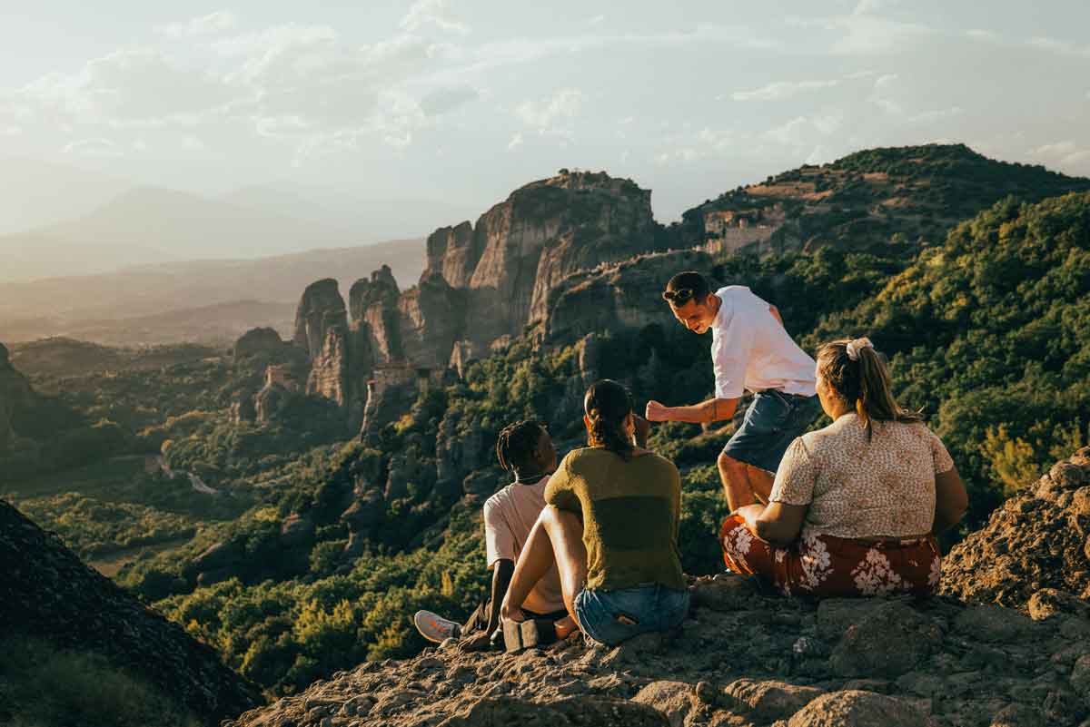 Travellers Looking At View Over Greece