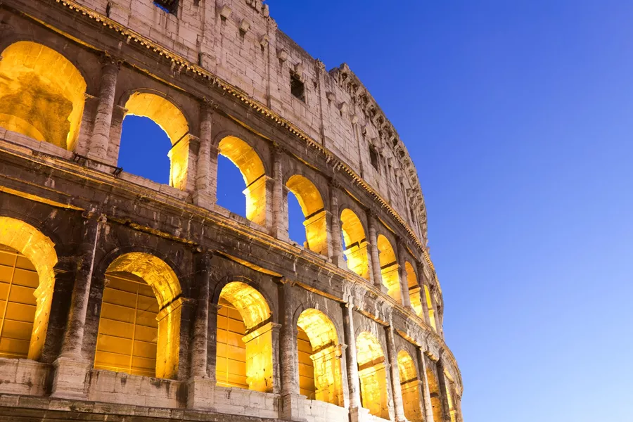 Large Colosseum Rome Italy At Night Detail 164928627