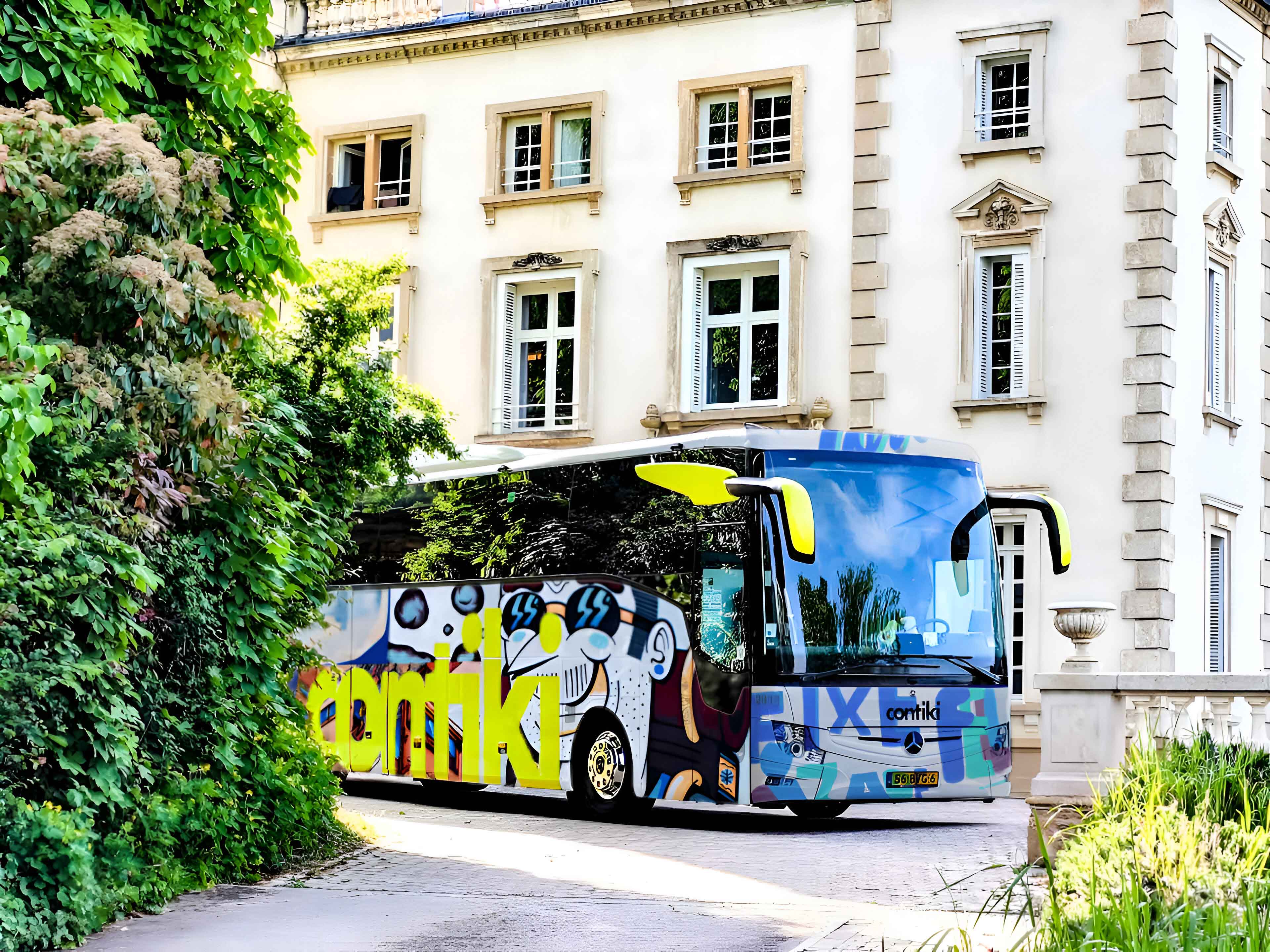 Contiki Coach Outside Chateau France