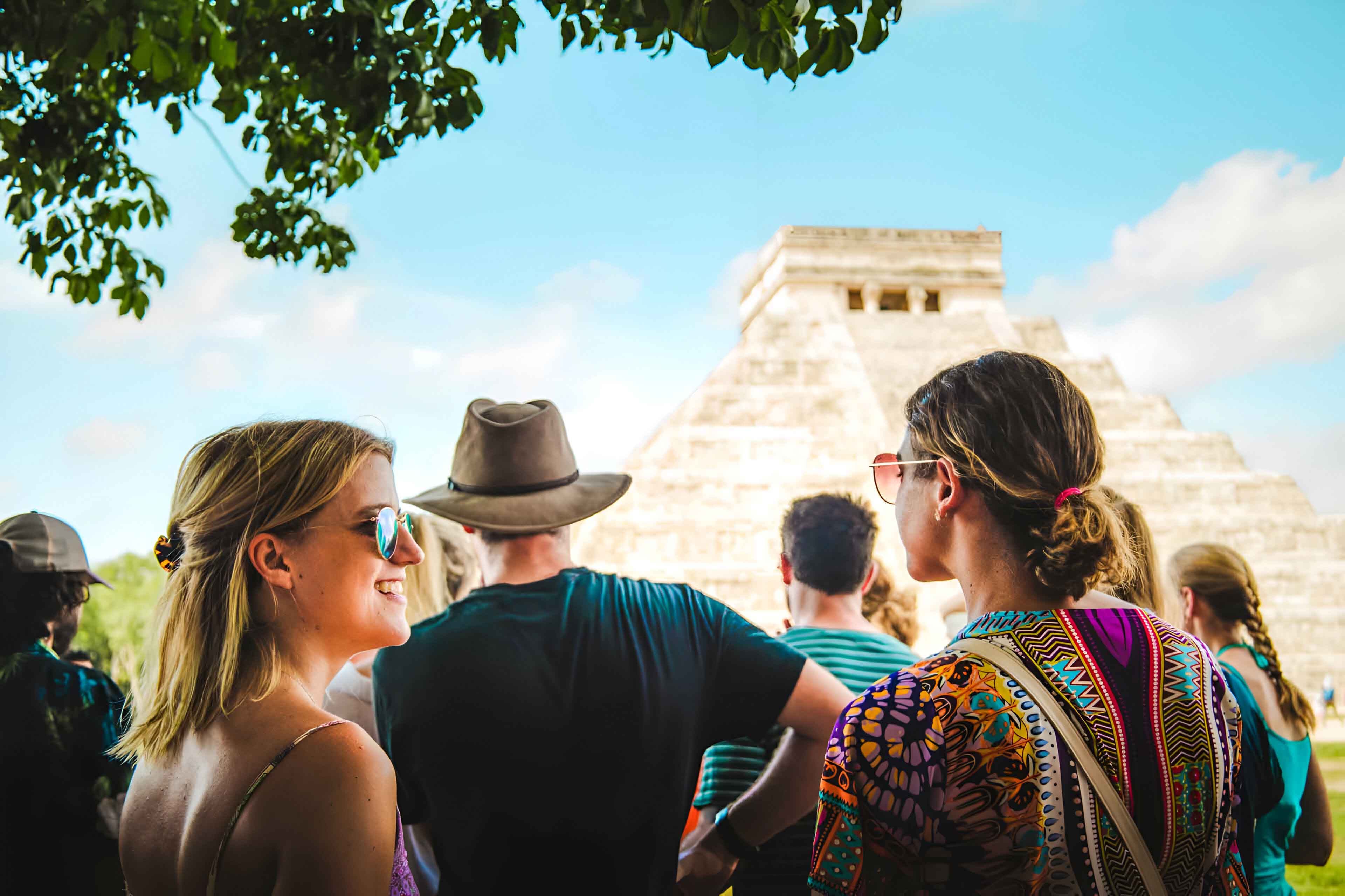 Tourists Looking At A Pyramid Mexico