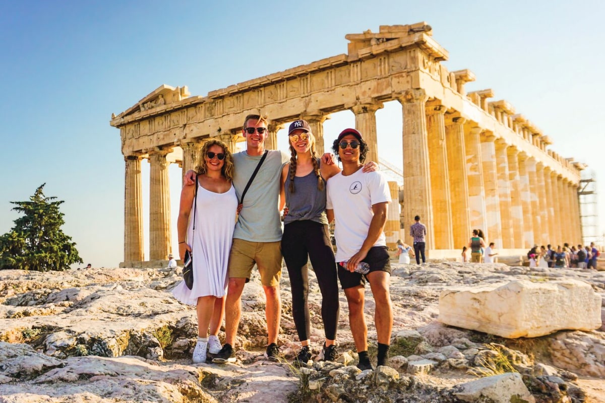 Contiki Travellers At The Acropolis, Athens