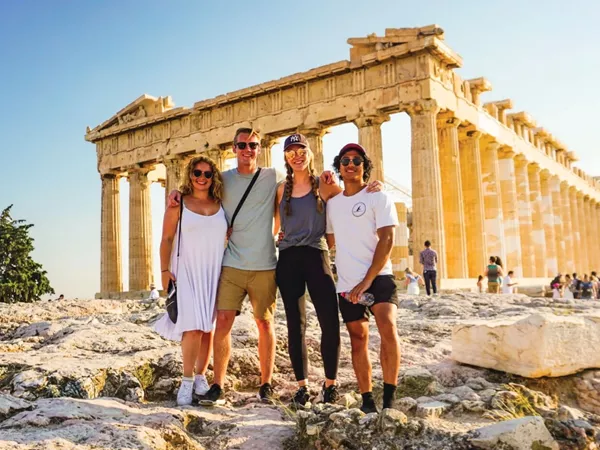 Contiki Travellers At The Acropolis, Athens
