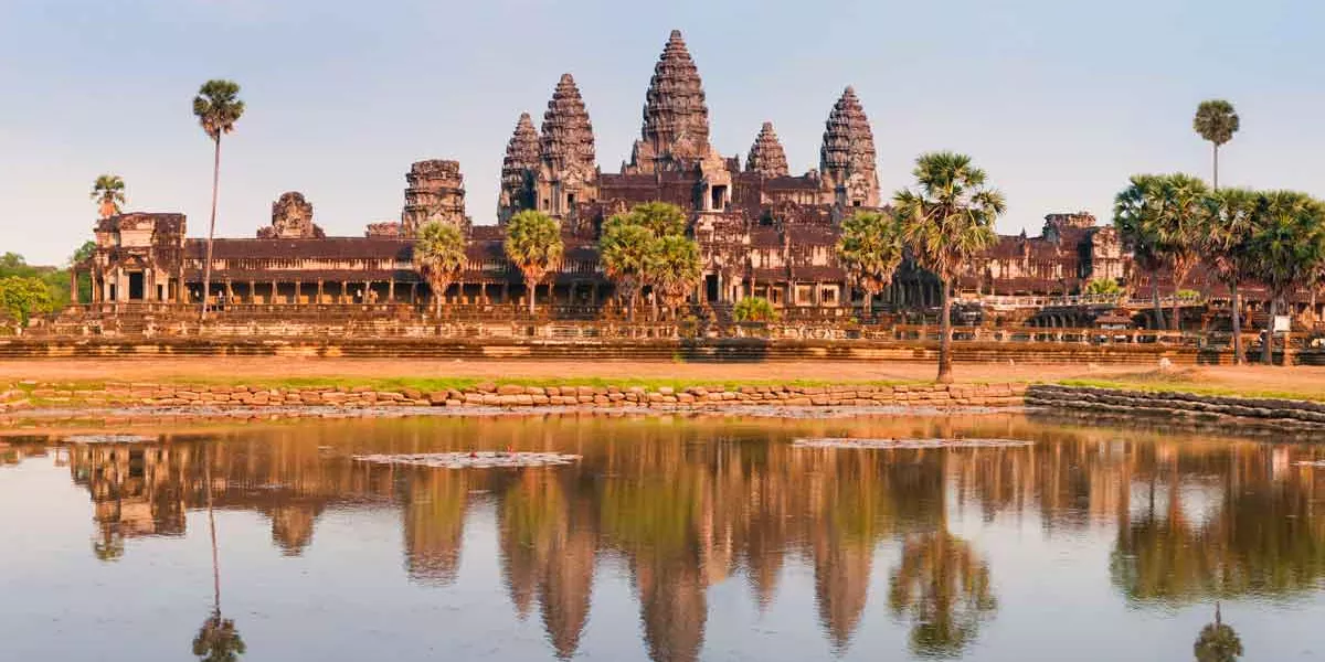 Panorama Of Angkor Wat Cambodia Ruins And Reflection 2