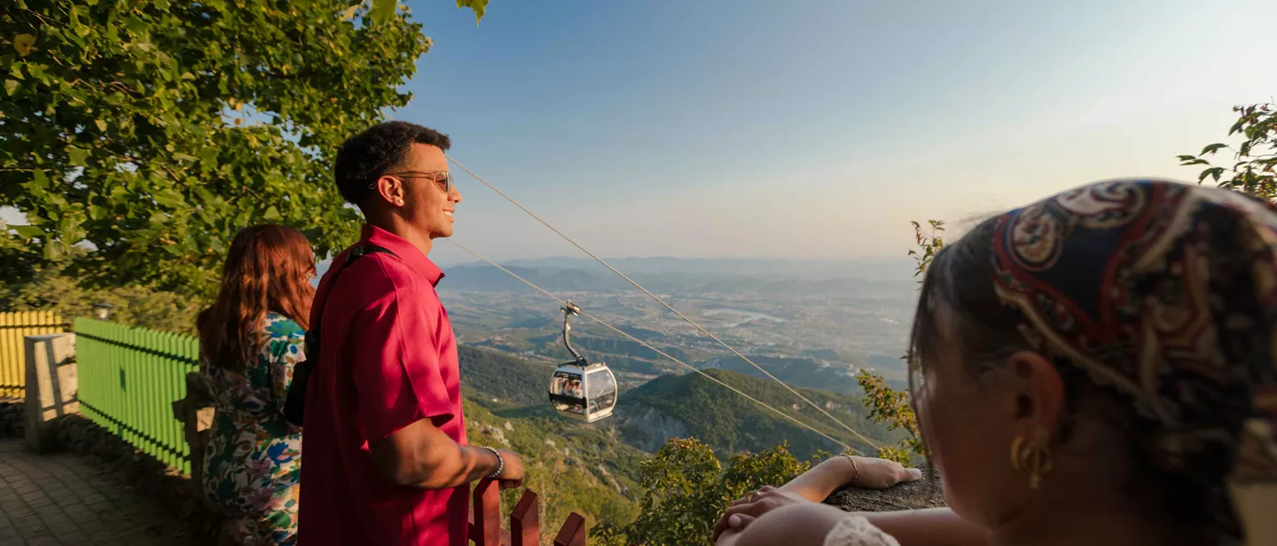 Sunset In Albania Near Cable Car Dajti Summet
