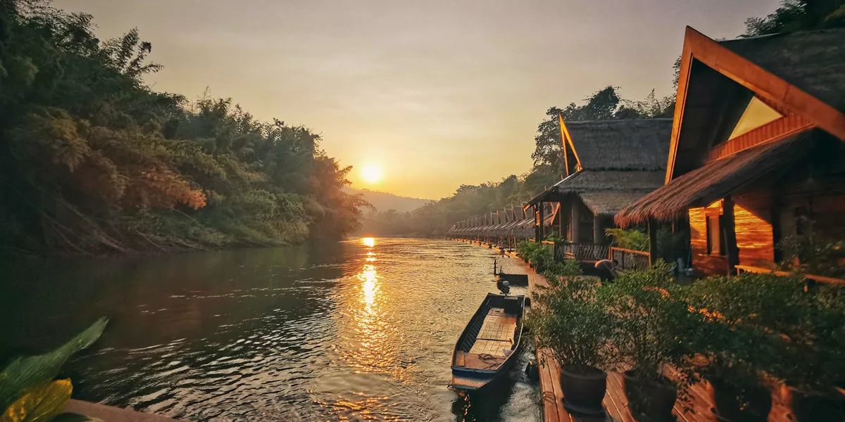 River Kwai Kanchanaburi Thailand At Sunset