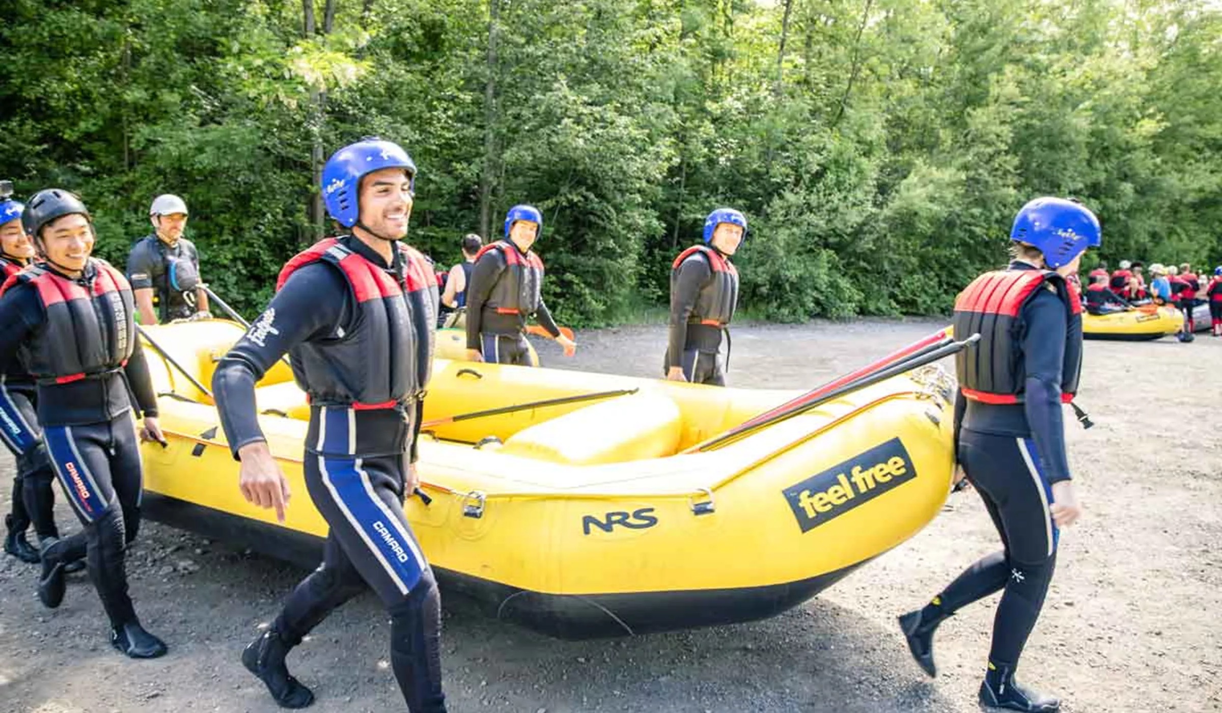 Young Group Of Adventurers Rafting Croatia