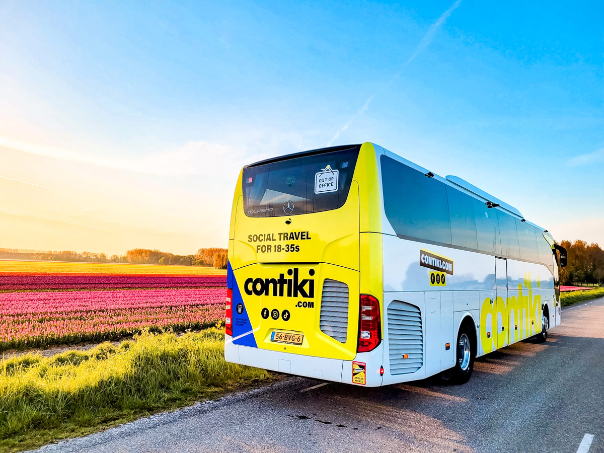 Contiki Coach Next To Fields