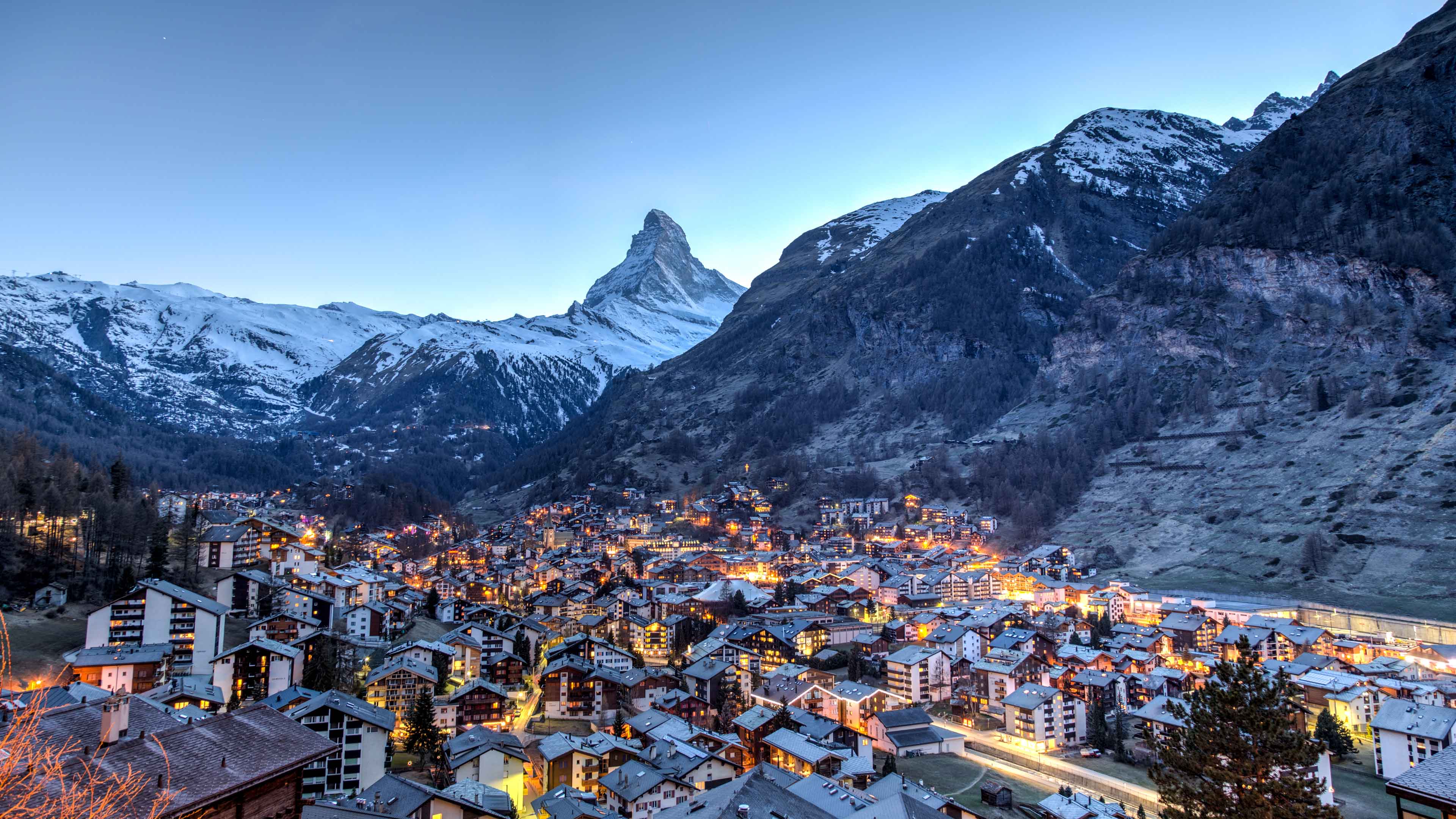 Evening View Over Matterhorn And Zermatt Switzerland