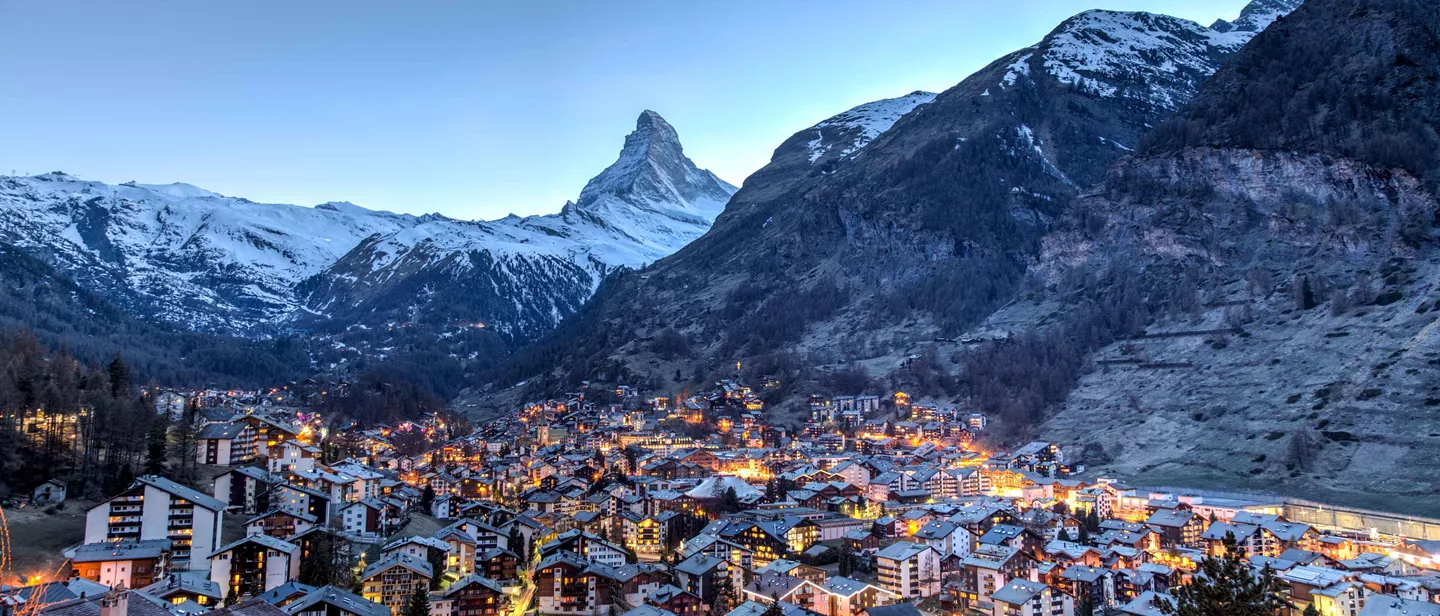 Evening View Over Matterhorn And Zermatt Switzerland