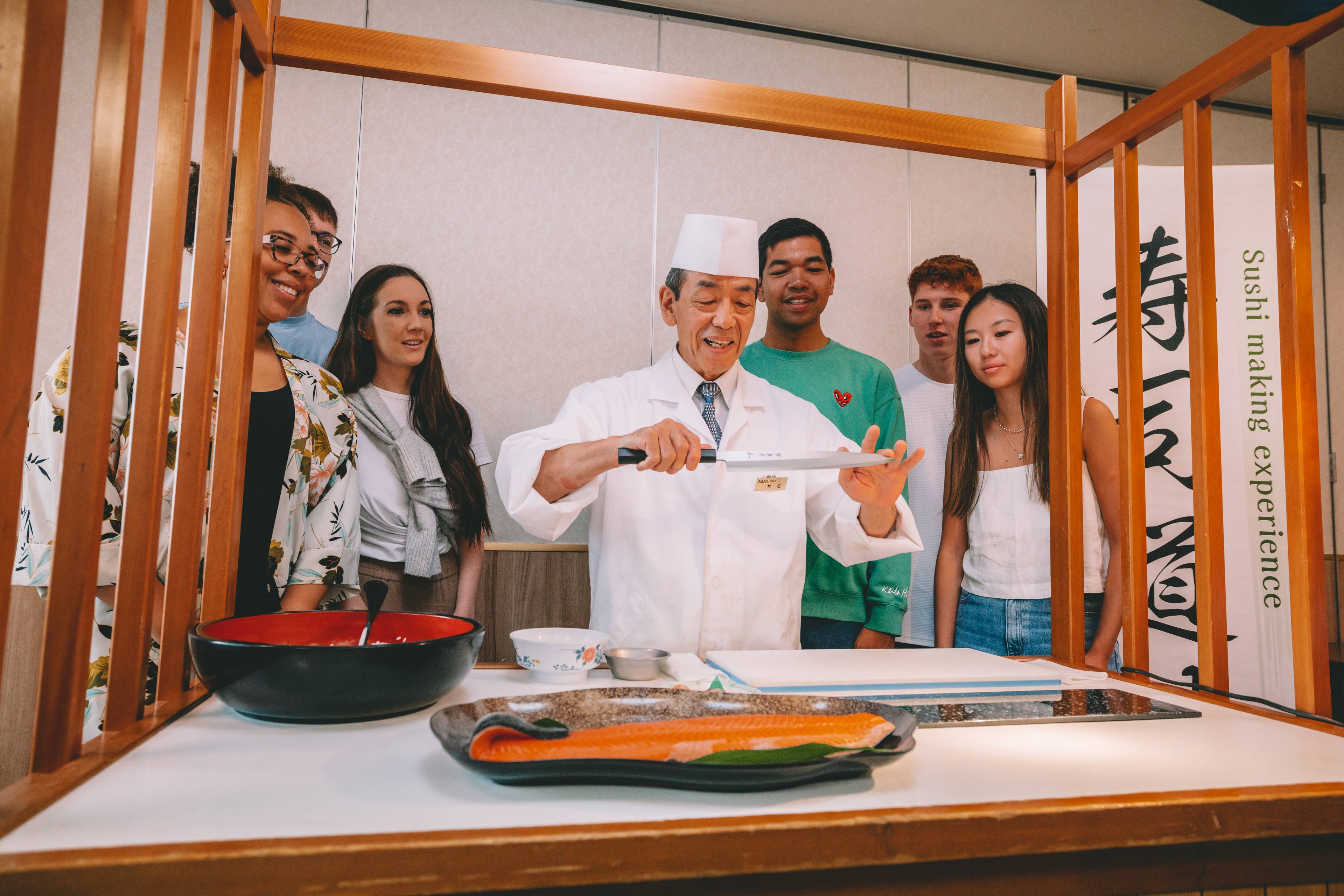 Group Doing Sushi Class
