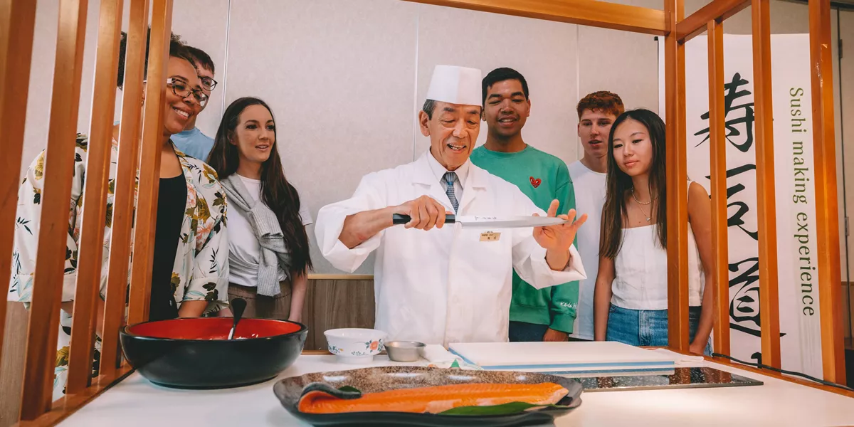Group Doing Sushi Class
