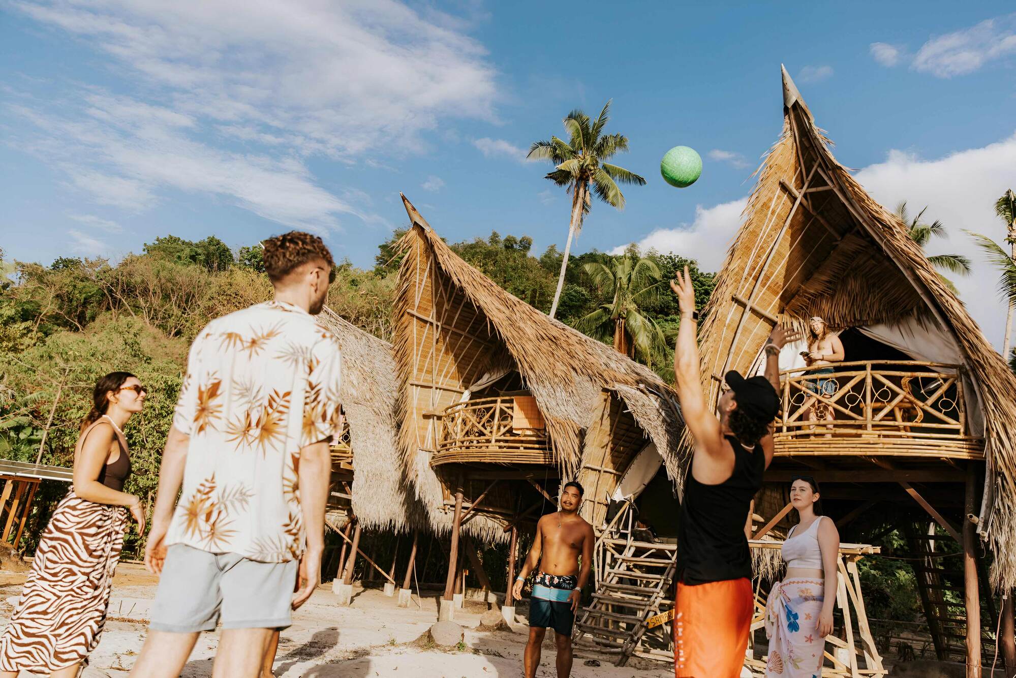 People Playing Ball Game On Beach Sunny Day Philippines