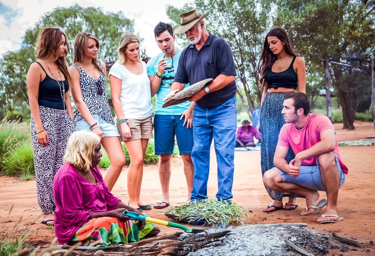 Group of travellers with Aboriginal hosts on a MTM Experience in Darwin, Australia