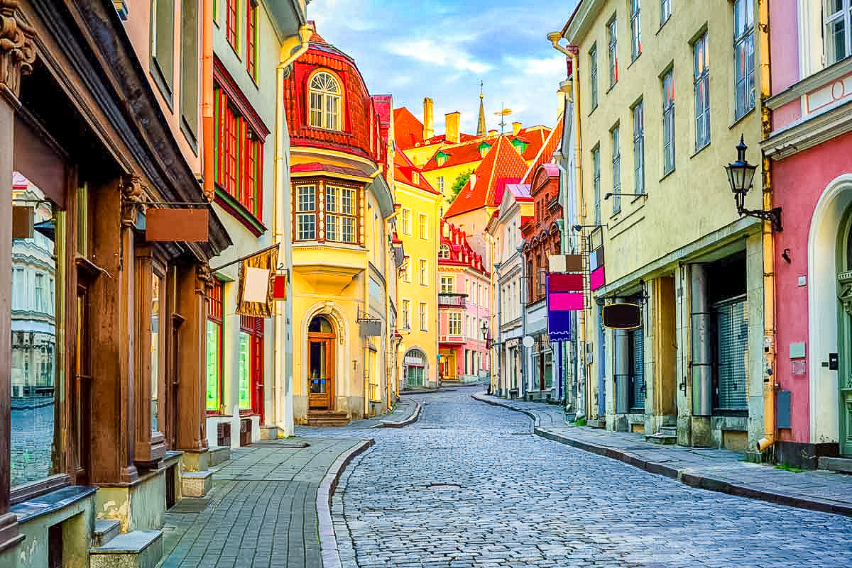 Colourful Street in the Old Town of Tallinn, Estonia