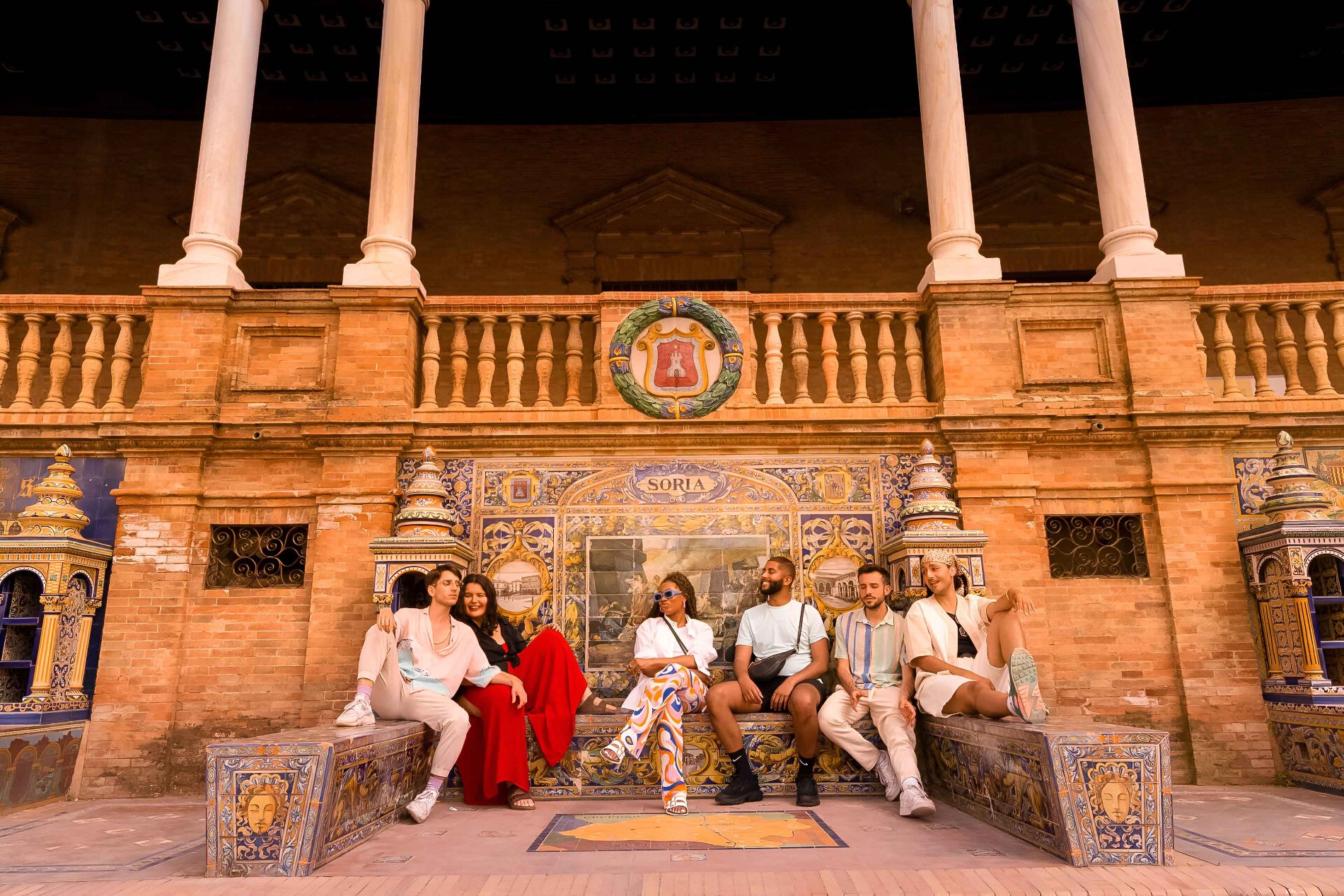 Group of young travelers in Spain, Europe
