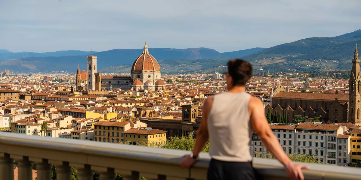 Man Looking Over Florence Italy