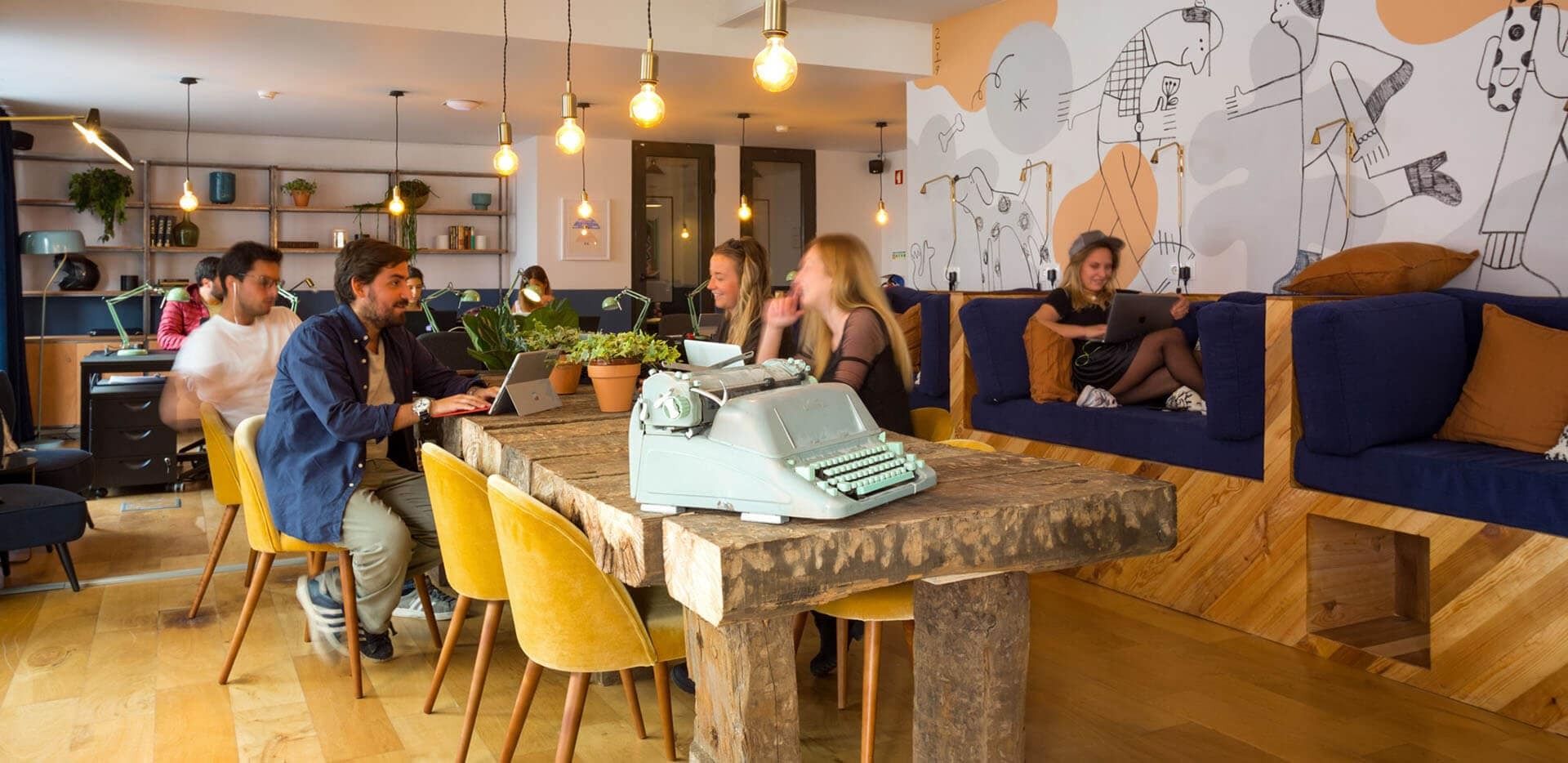 People relaxing in living room 