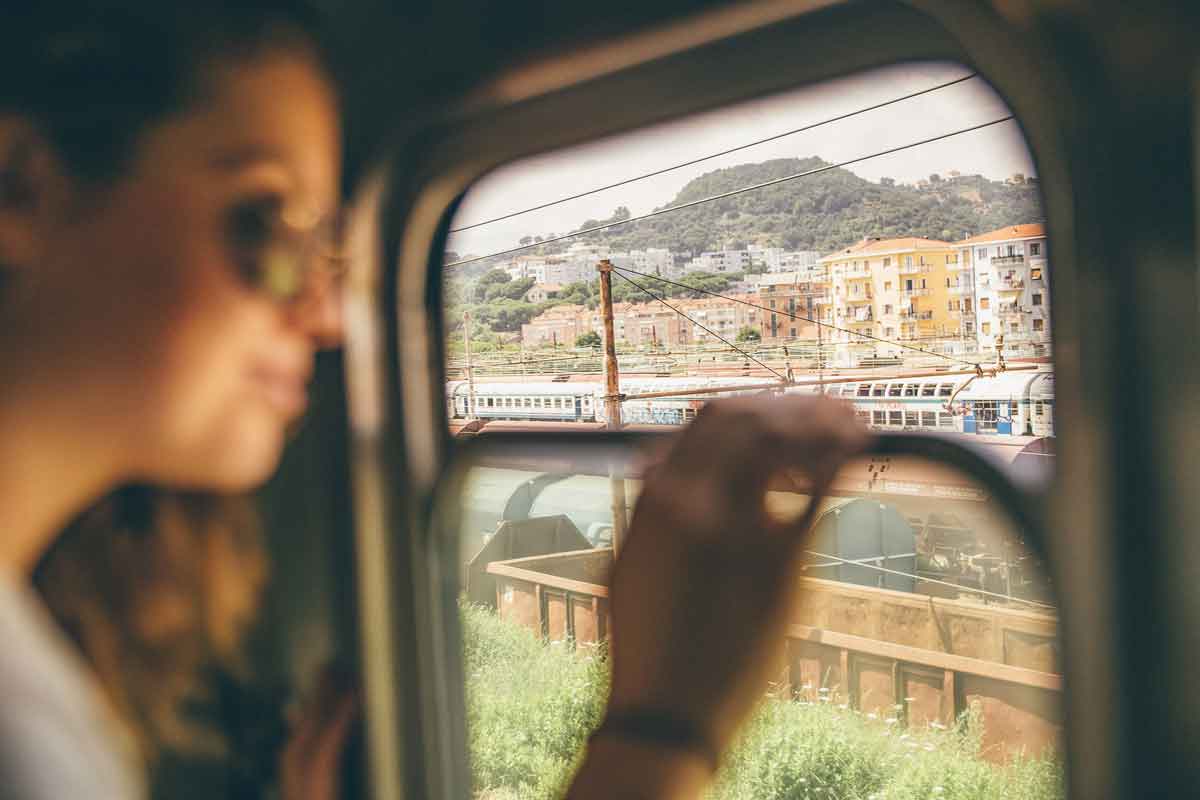 Contiki Traveler Looking Through Train Window 2257EURS2020