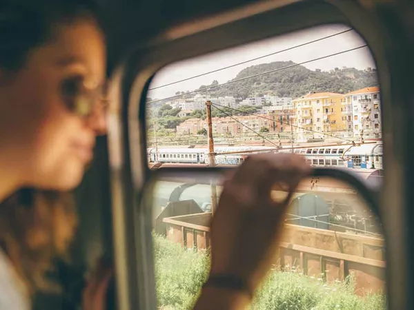 Contiki Traveler Looking Through Train Window 2257EURS2020