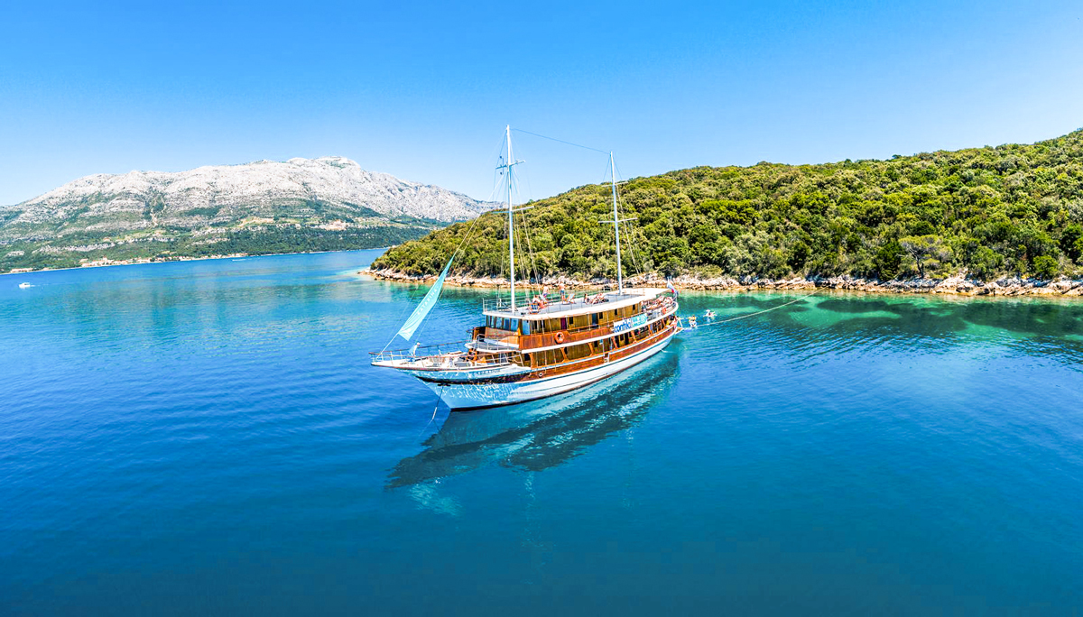 Sailing Boat In blue Croatia Waters in Croatia.