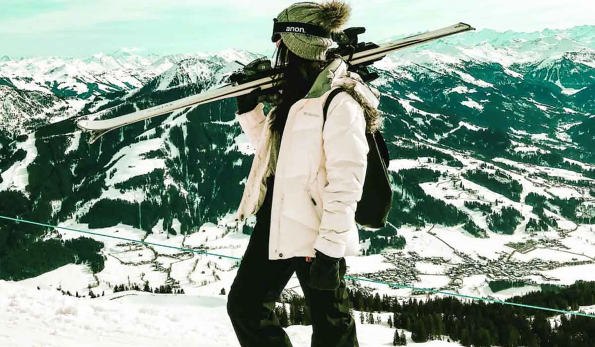 Young Female Skier In Snowy Mountains Austria