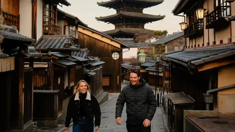 Couple Walking Through Kyoto