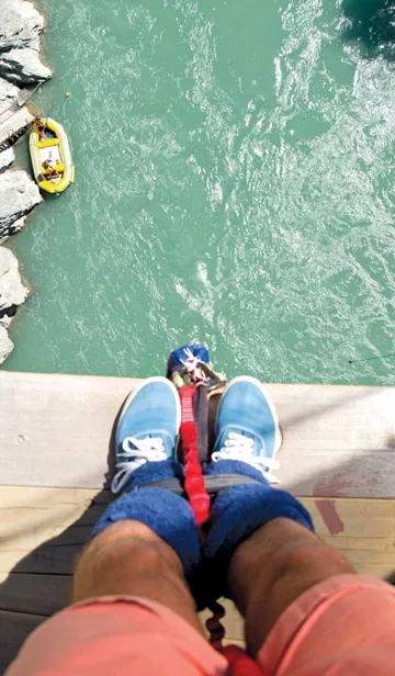 bungee jumper looking down