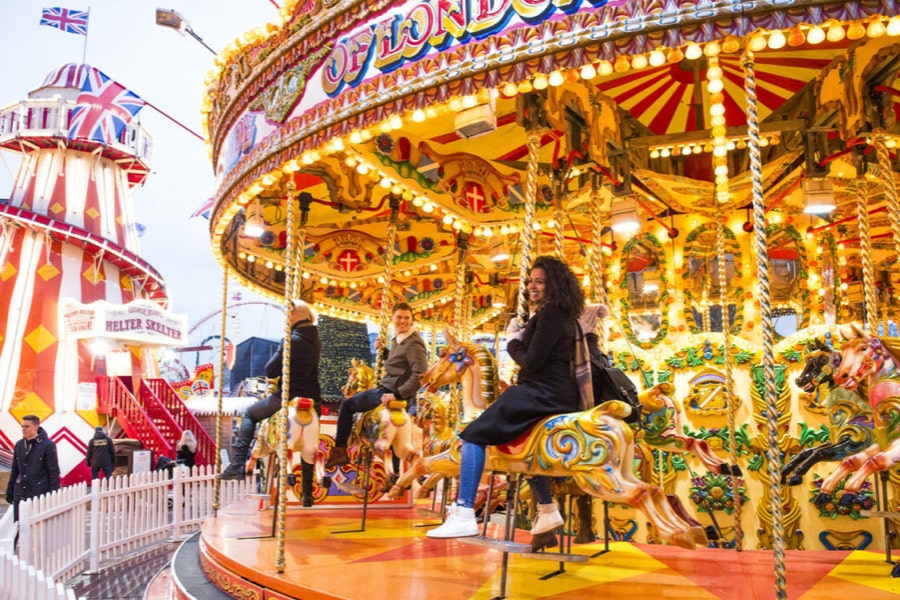 Girl in a colourful carousel