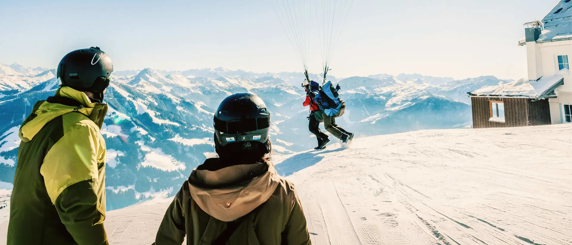 Tandem Paraglide Off Mountain Austria