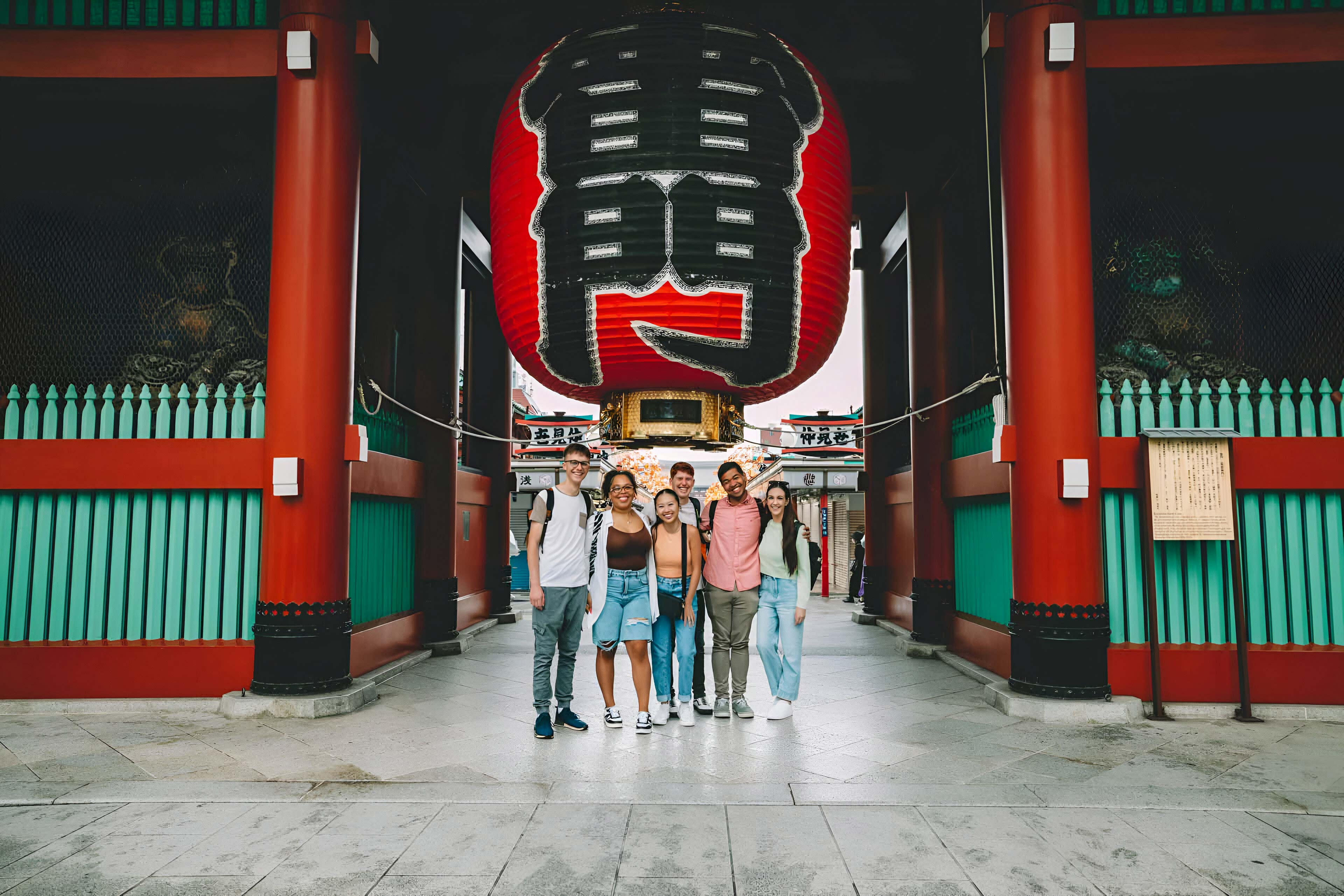 A group of friends enjoying a day out in japan.