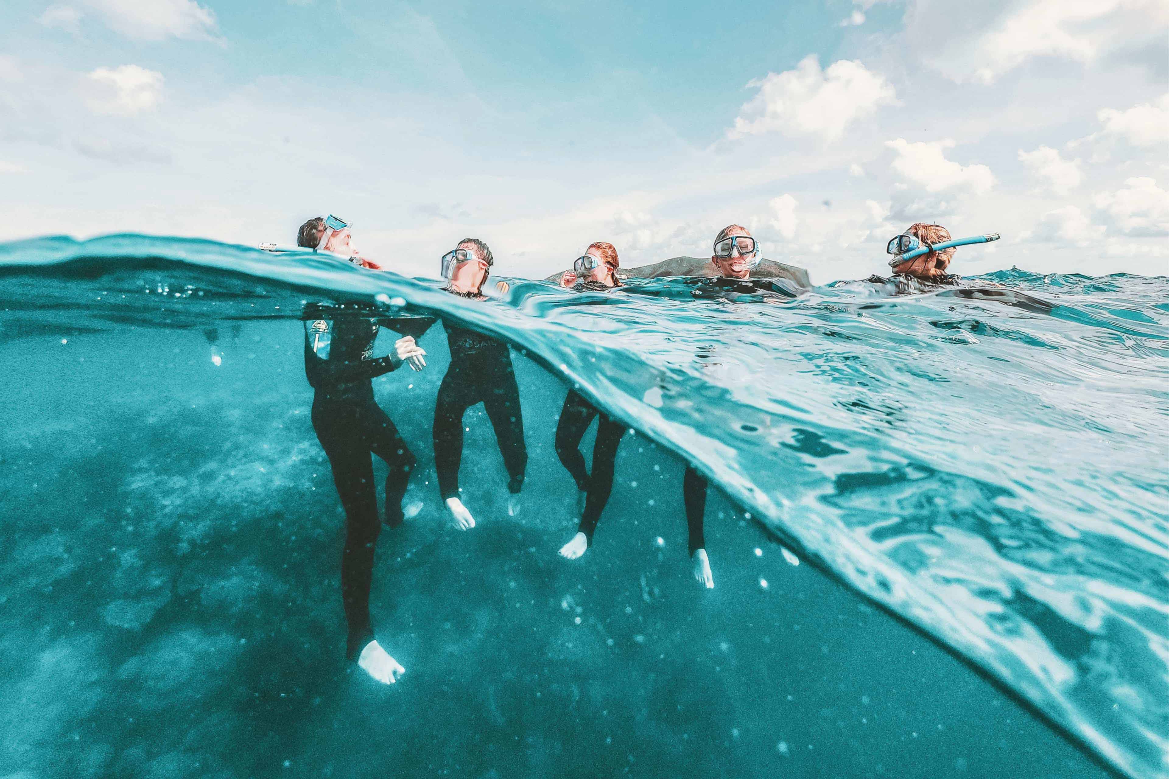 Adventure Banner Travellers Snorkel Turquoise Waters Great Barrier Reef Australia