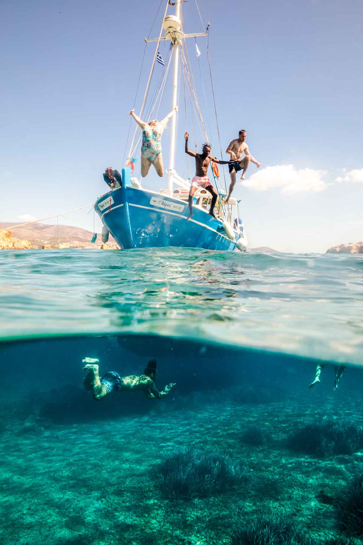 Jumping of a boat in Greece